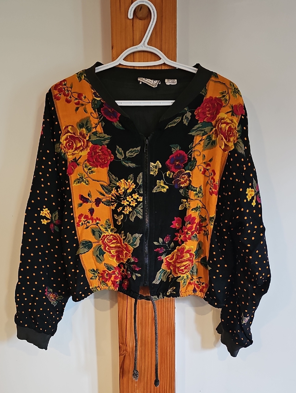 Vintage Floral Bomber Jacket in Mustard and Black
